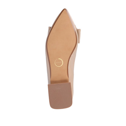 Journee OPHELIA LOW BLOCK BALLET FLATS VEGAN LEATHER IN WIDE - Taupe