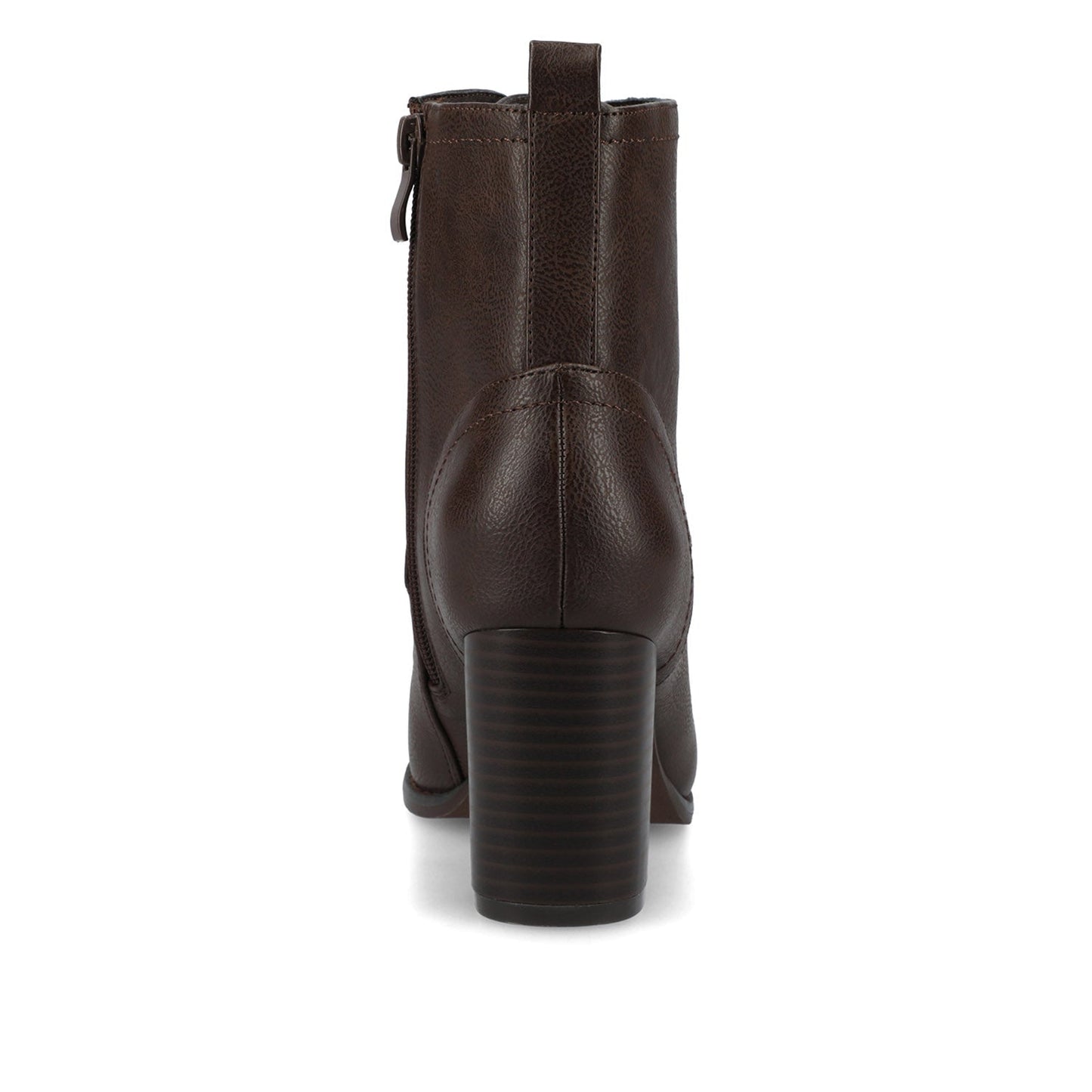 Journee BAYLOR VEGAN LEATHER LACE-UP BOOTIES IN WIDE - Brown PU