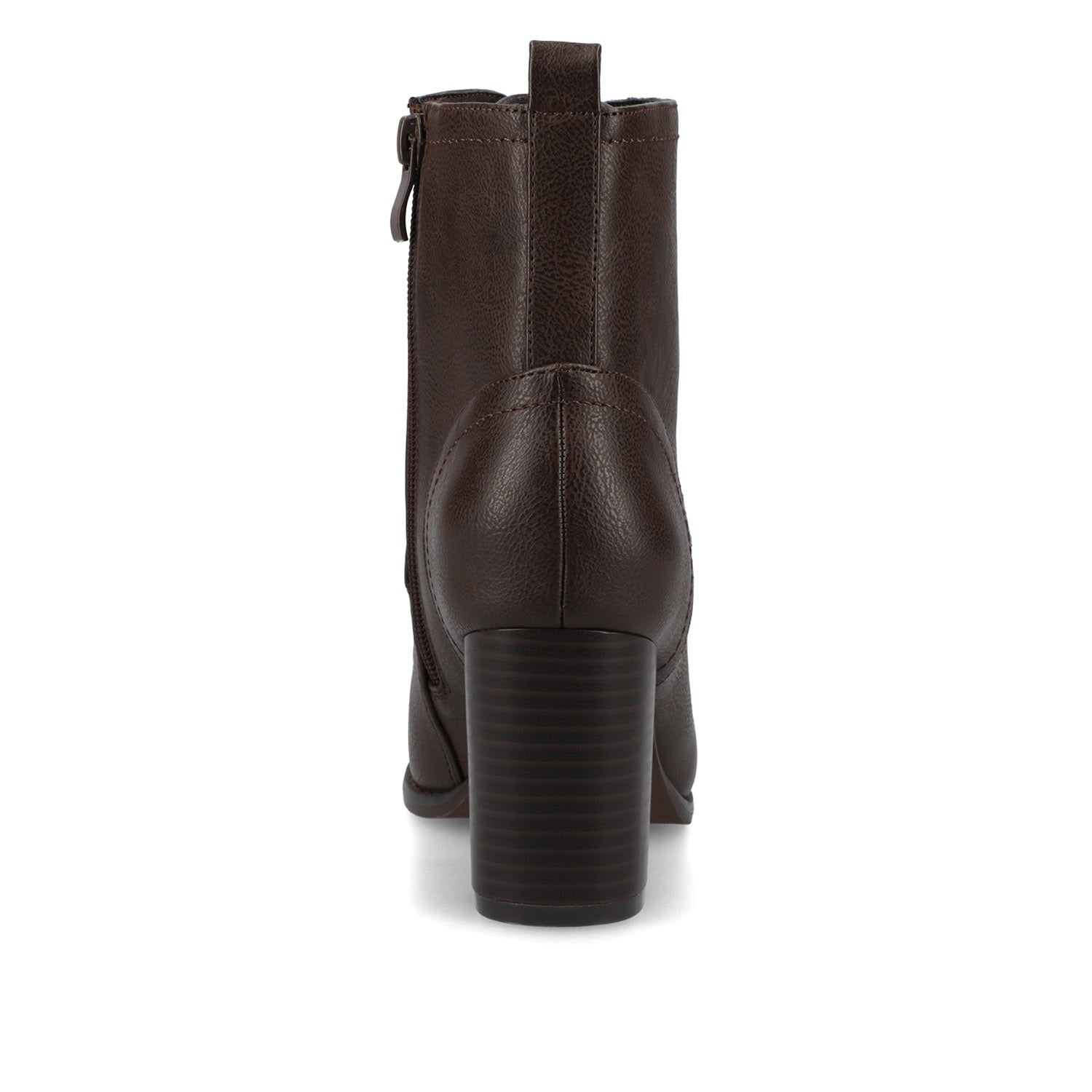 Journee BAYLOR VEGAN LEATHER LACE-UP BOOTIES IN WIDE - Brown PU