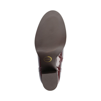 Journee BAYLOR VEGAN LEATHER LACE-UP BOOTIES IN WIDE - Oxblood Patent