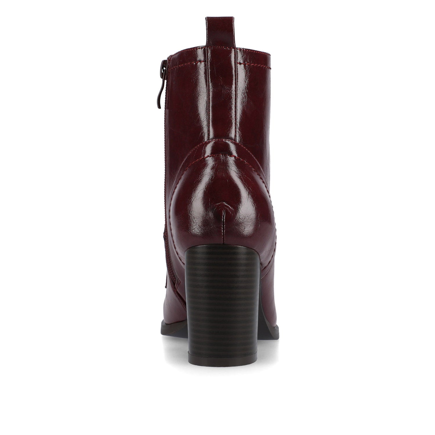 Journee BAYLOR VEGAN LEATHER LACE-UP BOOTIES IN WIDE - Oxblood Patent