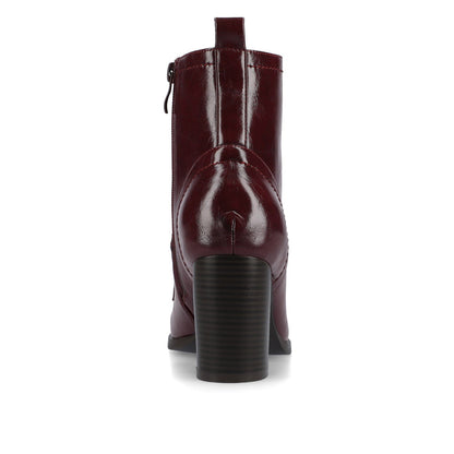 Journee BAYLOR VEGAN LEATHER LACE-UP BOOTIES IN WIDE - Oxblood Patent