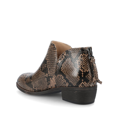 Journee LIVVY ZIP-UP BOOTIES IN WIDE - Brown Snake