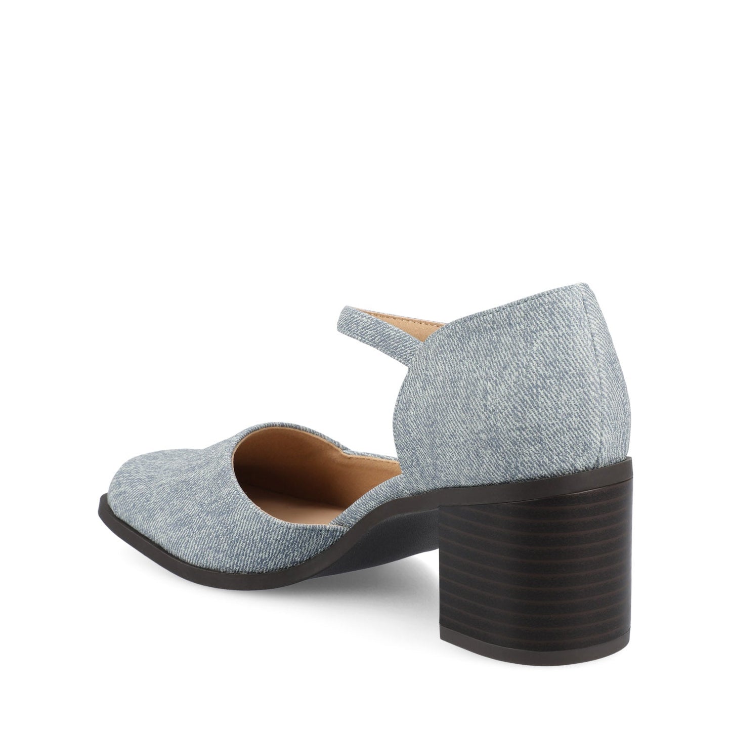 Journee EVANGELINE VEGAN LEATHER HEELS IN WIDE - Denim