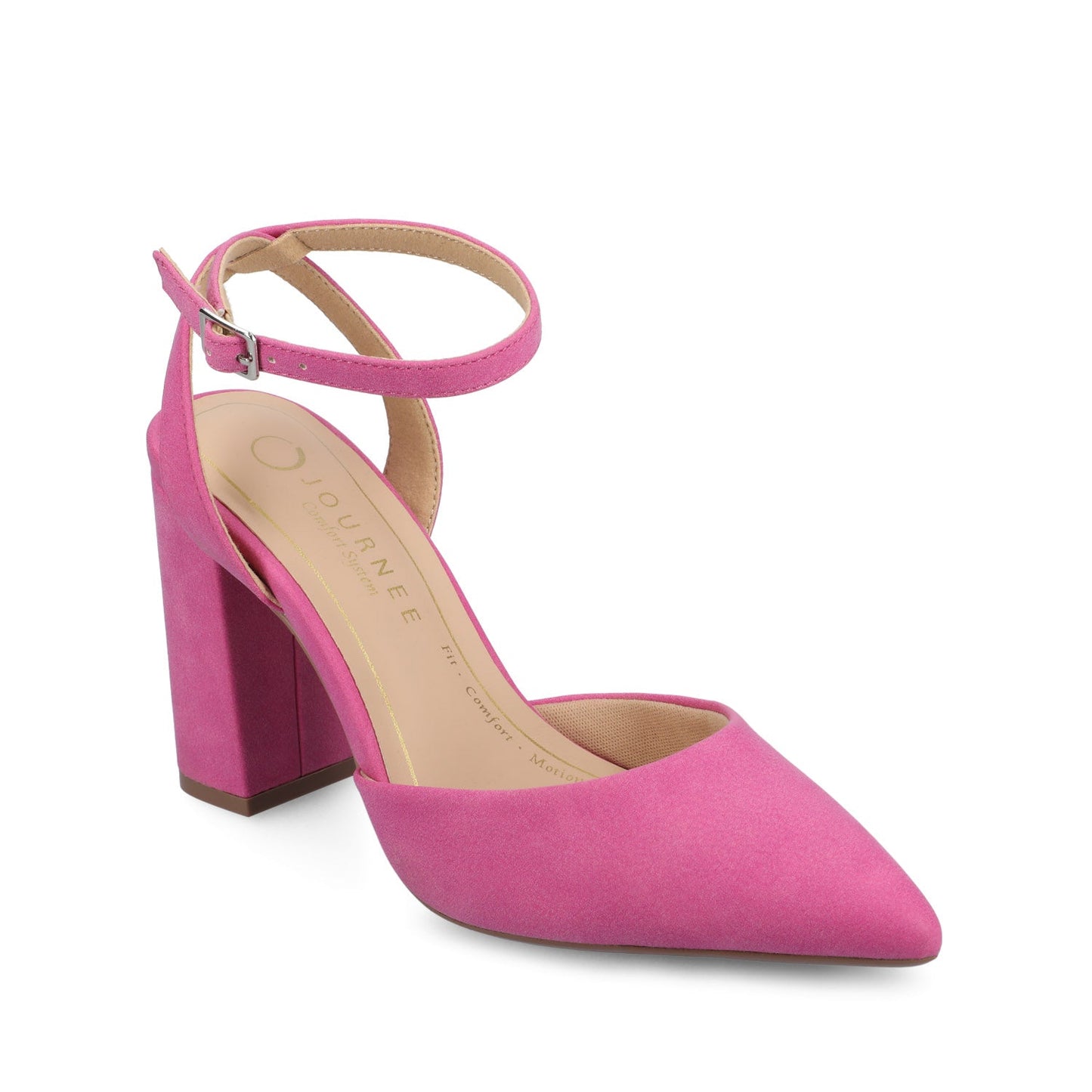 Journee TYYRA BLOCK HEELS IN FAUX SUEDE IN WIDE - Hot Pink