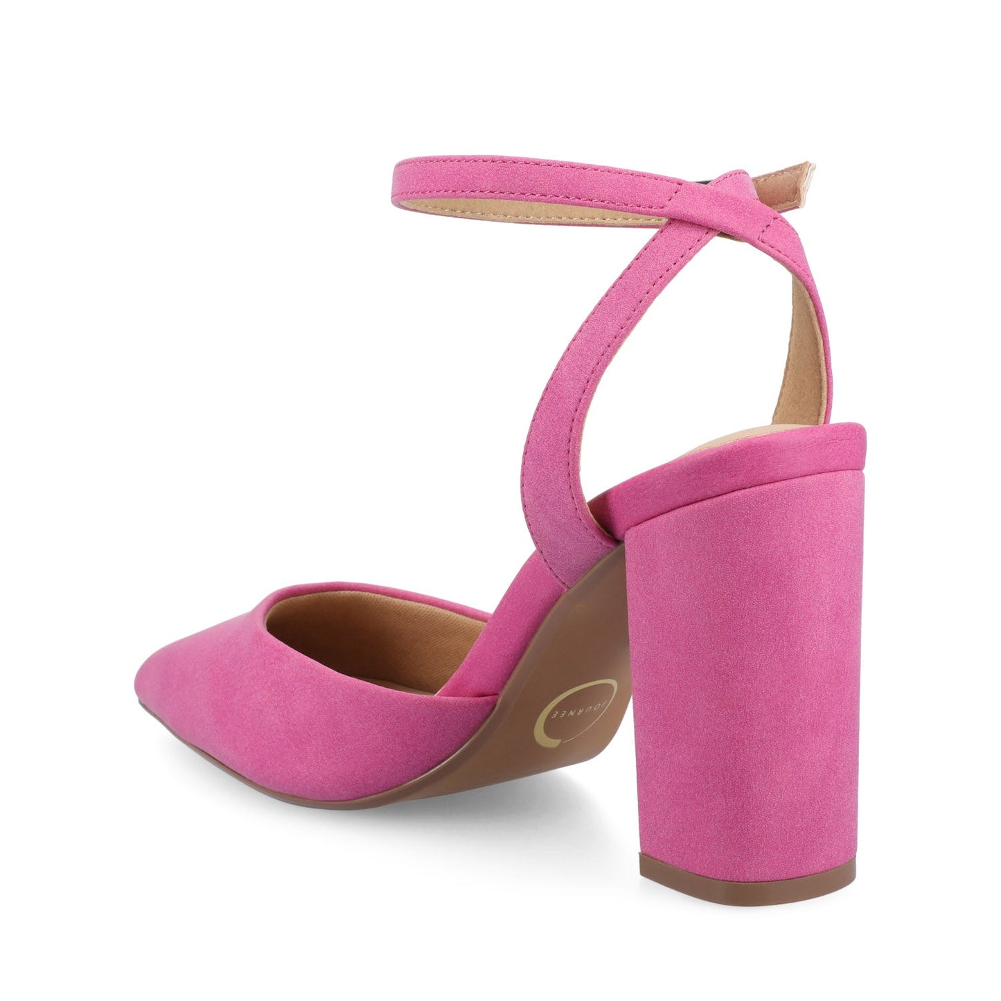 Journee TYYRA BLOCK HEELS IN FAUX SUEDE IN WIDE - Hot Pink