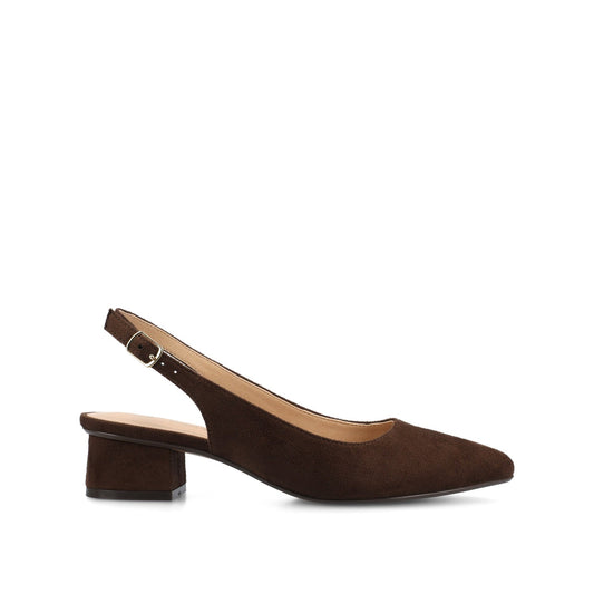 Journee SYLVIA LOW BLOCK HEELS IN WIDE - Chocolate Suede