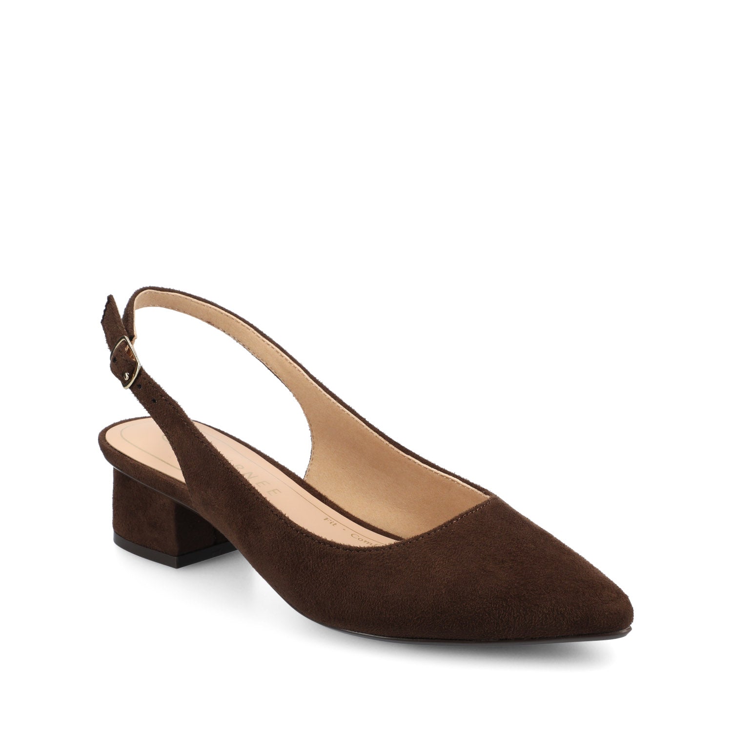 Journee SYLVIA LOW BLOCK HEELS IN WIDE - Chocolate Suede