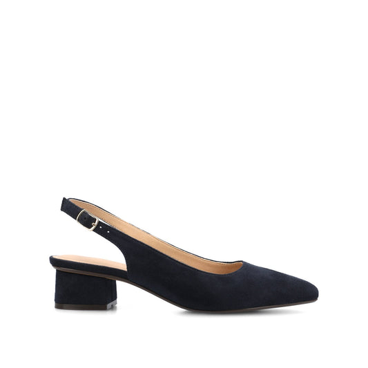 Journee SYLVIA LOW BLOCK HEELS IN WIDE - Navy Suede