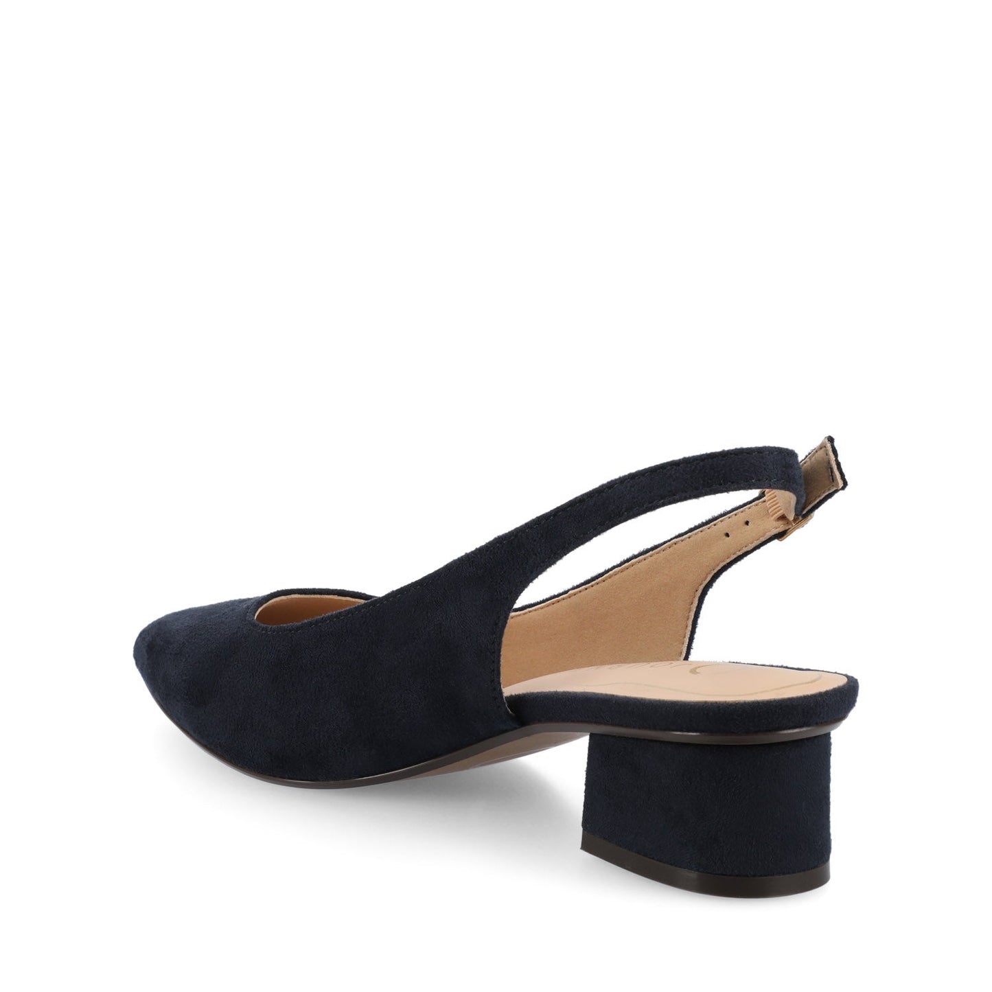 Journee SYLVIA LOW BLOCK HEELS IN WIDE - Navy Suede