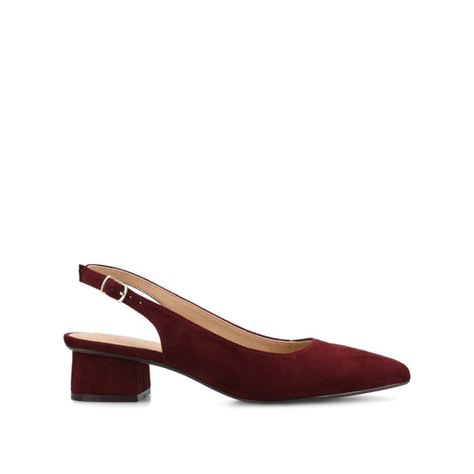 Journee SYLVIA LOW BLOCK HEELS IN WIDE - Oxblood Suede