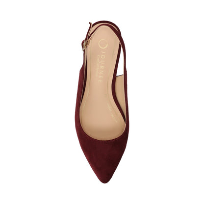Journee SYLVIA LOW BLOCK HEELS IN WIDE - Oxblood Suede
