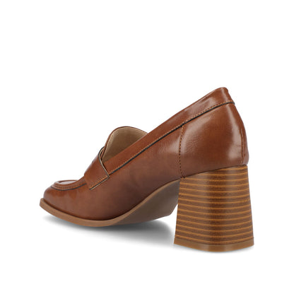 Journee MALLEAH BLOCK HEEL LOAFERS IN WIDE - Brown PU