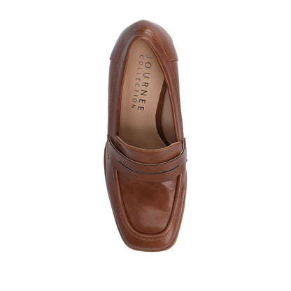 Journee MALLEAH BLOCK HEEL LOAFERS IN WIDE - Brown PU