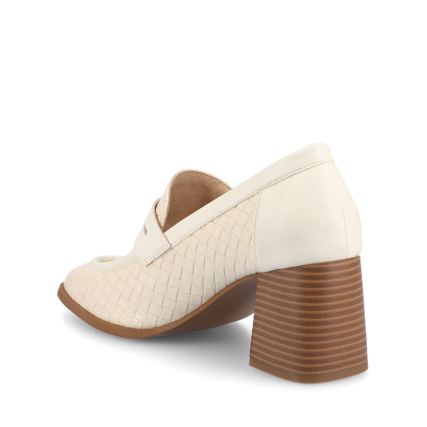 Journee MALLEAH BLOCK HEEL LOAFERS IN WIDE - Bone Woven