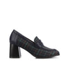 MALLEAH BLOCK HEEL LOAFERS -Navy Plaid