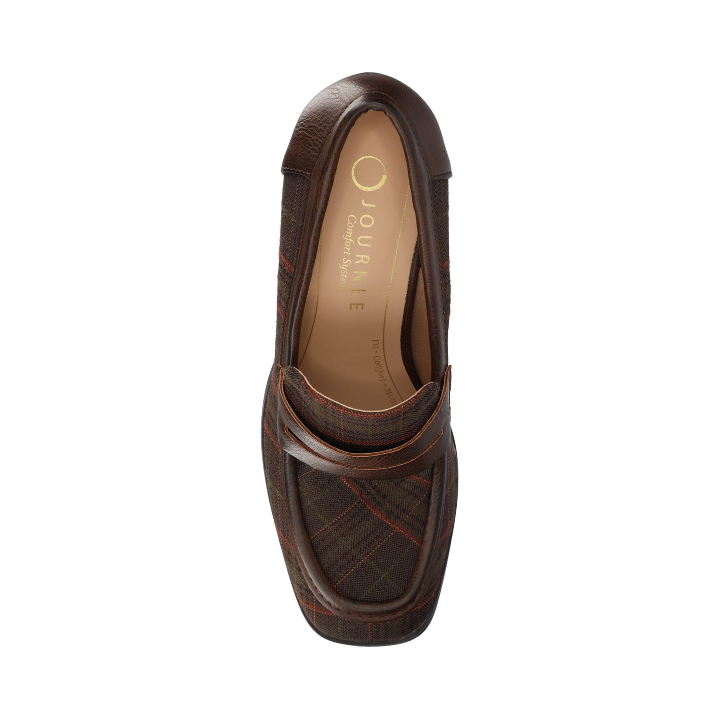 Journee MALLEAH BLOCK HEEL LOAFERS IN WIDE - Brown Plaid
