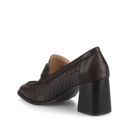Journee MALLEAH BLOCK HEEL LOAFERS IN WIDE - Chocolate Woven