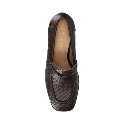 Journee MALLEAH BLOCK HEEL LOAFERS IN WIDE - Chocolate Woven