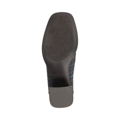 Journee MALLEAH BLOCK HEEL LOAFERS IN WIDE - Navy Plaid