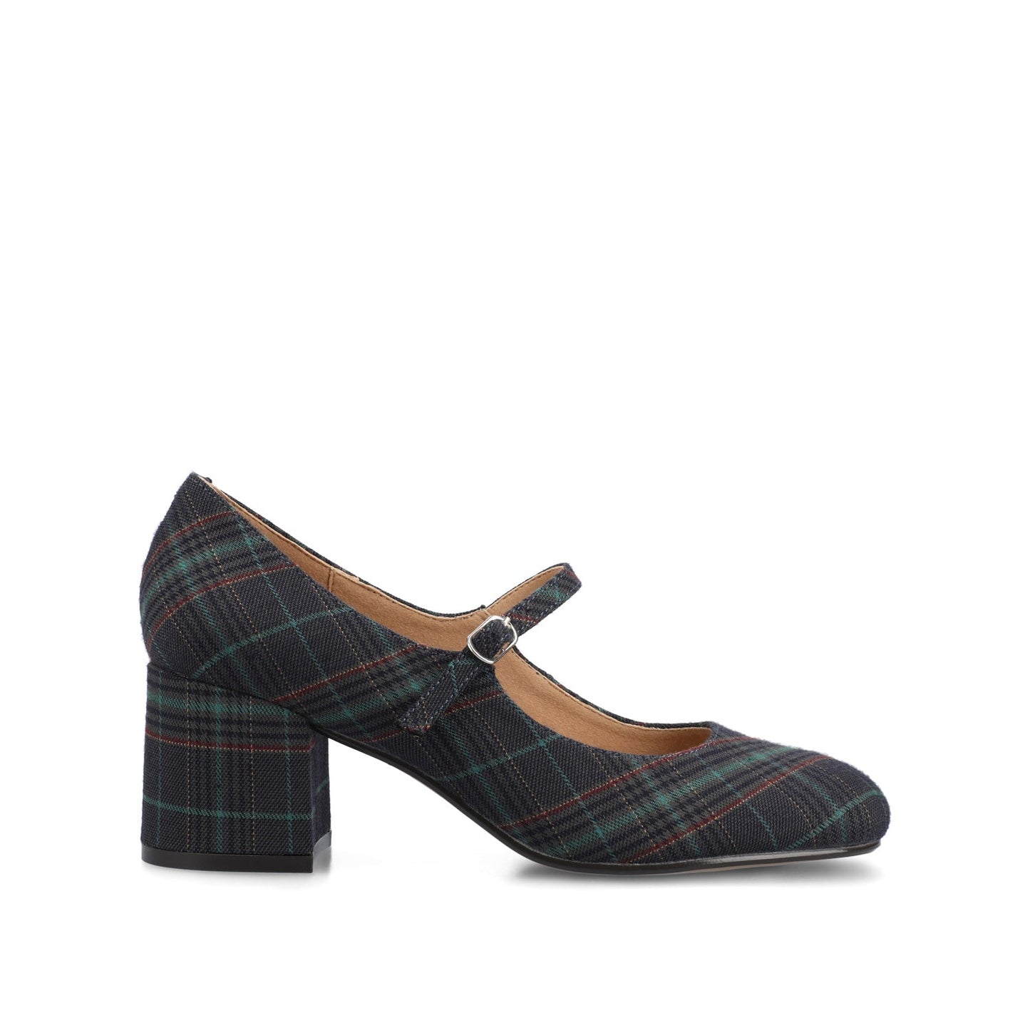 Journee OKENNA MARY JANE PUMP HEELS IN WIDE - Navy Plaid