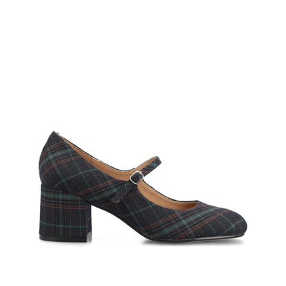 Journee OKENNA MARY JANE PUMP HEELS IN WIDE - Navy Plaid