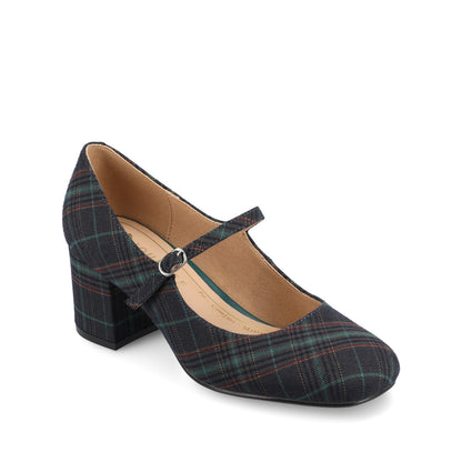 Journee OKENNA MARY JANE PUMP HEELS IN WIDE - Navy Plaid