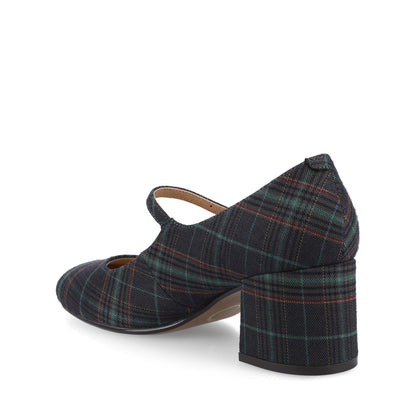 Journee OKENNA MARY JANE PUMP HEELS IN WIDE - Navy Plaid