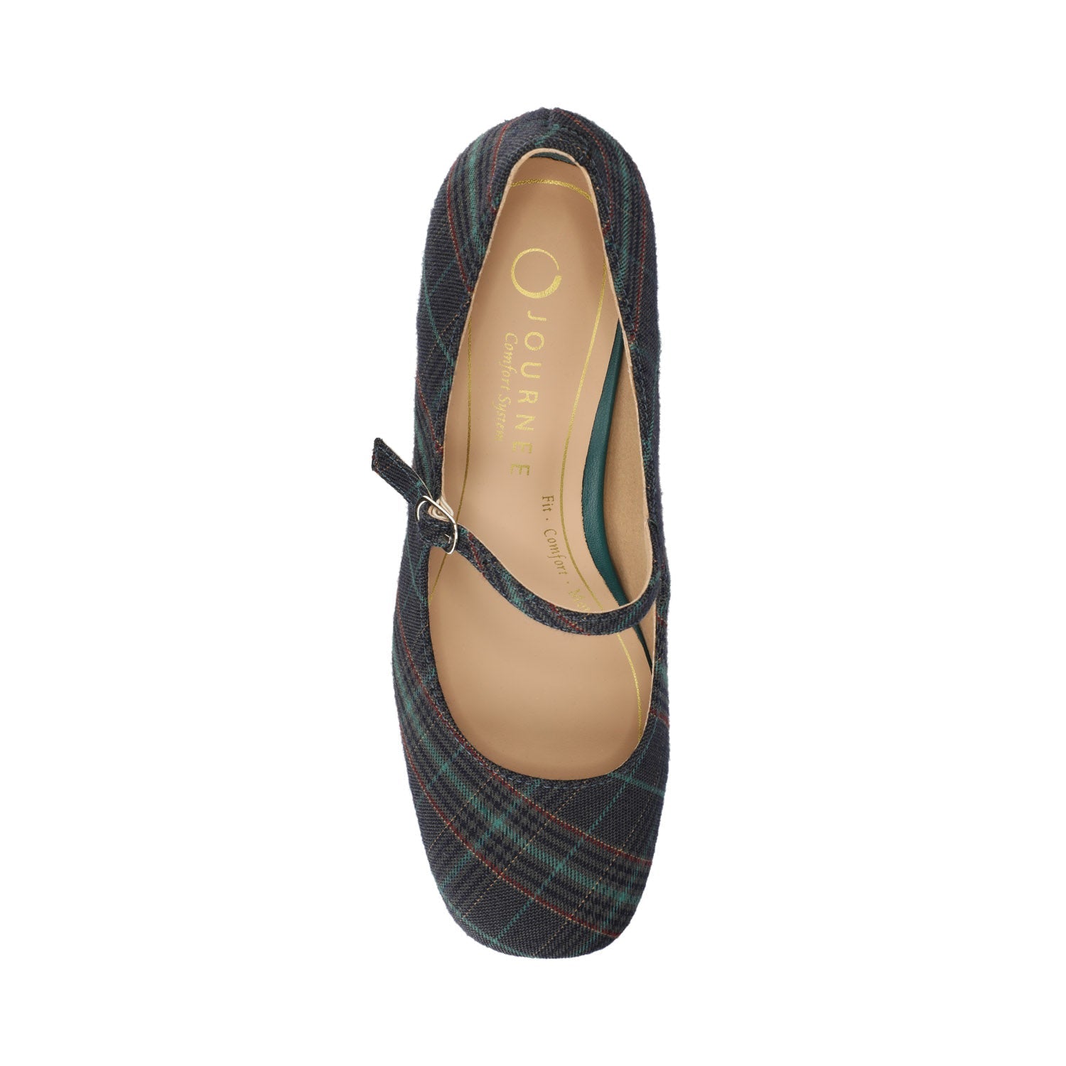 Journee OKENNA MARY JANE PUMP HEELS IN WIDE - Navy Plaid