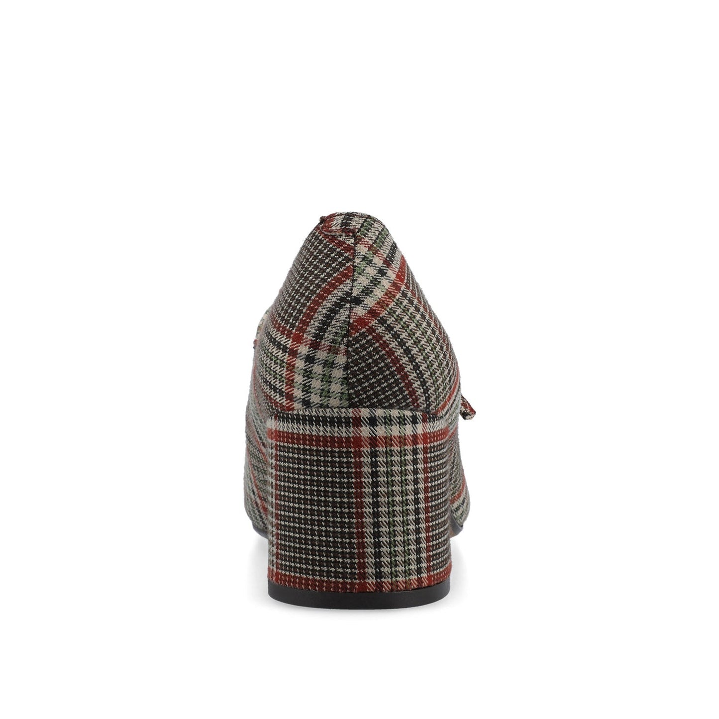 Journee OKENNA MARY JANE PUMP HEELS IN WIDE - Cream Chocolate Plaid